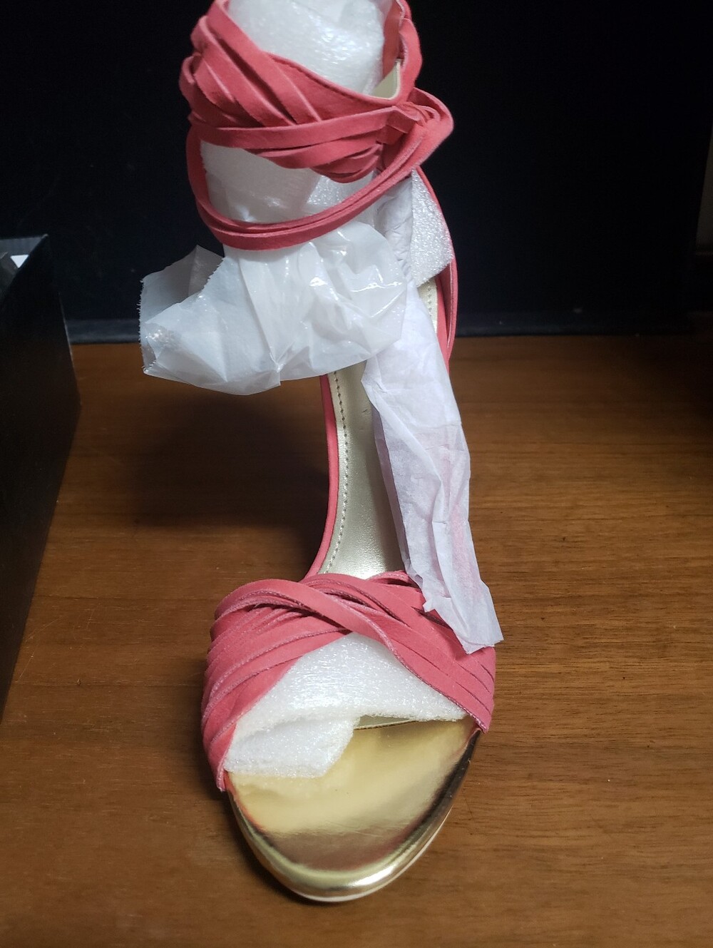 Coral Pink Wrap-Ankle High Heel Sandals